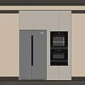 Modern Kitchen Refrigerator Freezer With Sleek Grey Cabinets And Stainless Steel Design
