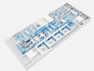 Detailed Building Floor Plan With Multi Room Layout And Corridors Design 3d model