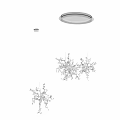 Modern Artistic Chandelier with Hanging Shiny Metallic Discs and Decorative Elements