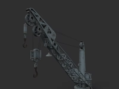 Detailed Industrial Crane 3D Model Featuring Metal Boom Hook And Gears 3d model