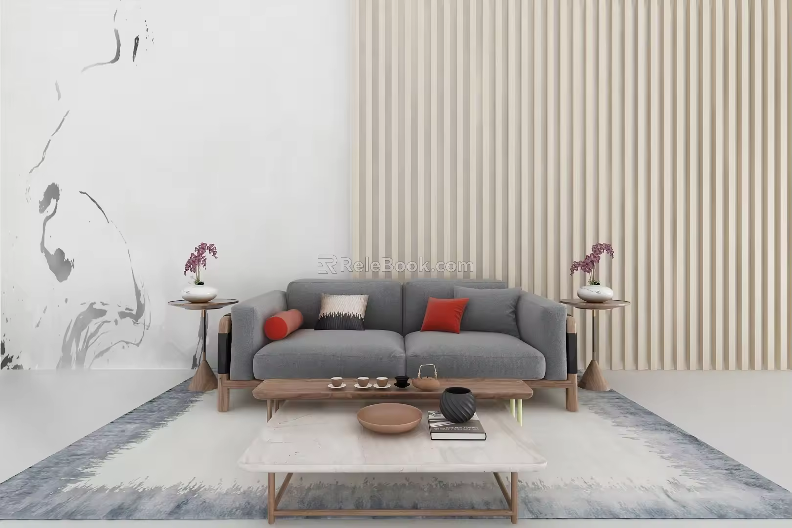 New Chinese-style double sofa 3d model
