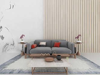 New Chinese-style double sofa 3d model