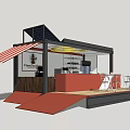 Mobile Food Cart With Solar Panels Red Awning Pedro's Sign Counter And Tables Chairs