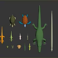 Toy Animal Characters And Reptile Creature Models Including Dinosaur Turtle Crocodile And Small Lizards