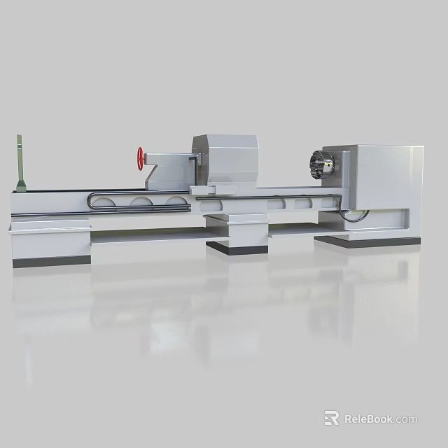 Industrial Lathe Machine With Spindle Motor And Metal Workbench Surface 3d model 