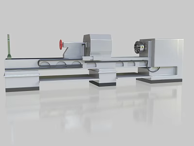 Industrial Lathe Machine With Spindle Motor And Metal Workbench Surface 3d model