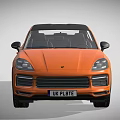 Orange Porsche SUV Convertible With Sporty Design And Black Wheels Front View
