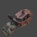 Rusted Abandoned Old Car With Open Doors And Damaged Roof Exterior