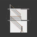 Modern Staircase Structure Design With Multiple Platforms And Wooden Railings 3d model
