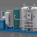 Industrial Gas Processing Equipment With Storage Tanks Control Panel And Piping System 3d model