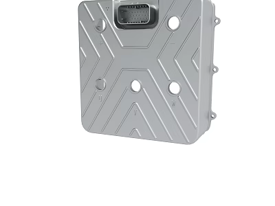 Gray Metal Electrical Enclosure With Geometric Pattern Circular Holes And Top 3d model