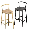 Light Colored And Black Modern Bar Stools With Woven And Solid Seats Design 3d model