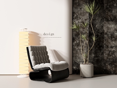 Leisure chair plant floor lamp screen 3d model