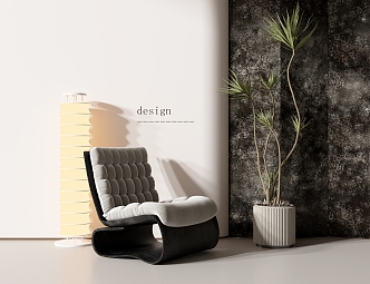 Leisure chair plant floor lamp screen 3d model