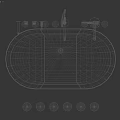 Modern Oval Bathtub With Matte Black Finish White Rim And Black Faucet Handles