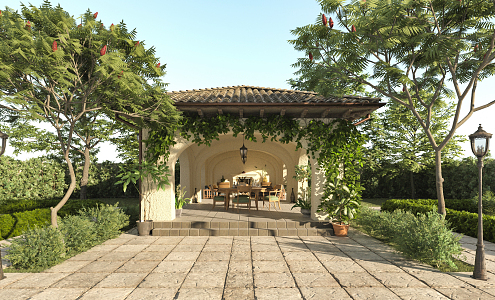 European-style courtyard garden 3d model