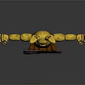 Yellow Rabbit Character with Brown Pants Purple Bow Tie Holding Stringed Instrument Arms Outstretched