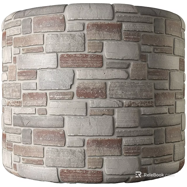 Durable Construction Components Featuring Red And Gray Textured Brick Wall Panels 3d model 