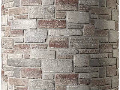 Durable Construction Components Featuring Red And Gray Textured Brick Wall Panels 3d model