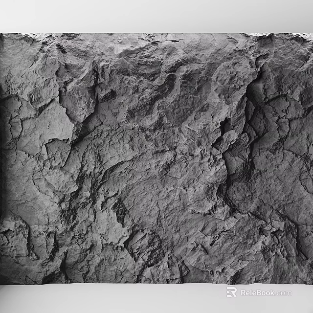 Rock Component With Natural Rough Surface And Cracked Textural Patterns 3d model 