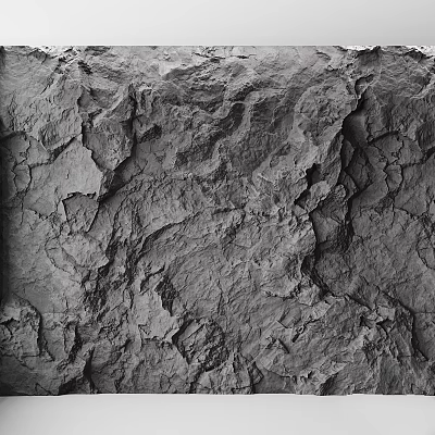 Rock Component With Natural Rough Surface And Cracked Textural Patterns 3d model