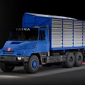 TATRA Blue Functional Truck With Silver Cargo Bed And Six Wheels 3d model
