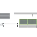 Metal Fence Components With Horizontal Vertical Bars And Green Panels Design