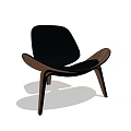 Stylish Modern Leisure Chair With Wooden Frame Black Cushion Curved Design And Comfortable Seat
