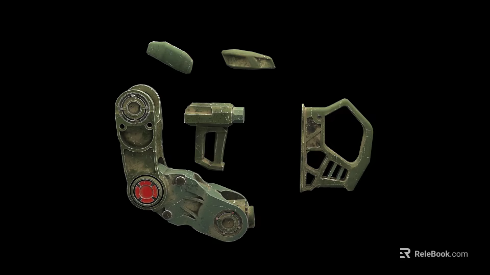 Industrial Equipment Mechanical Components Including Metal Gears And Structural Brackets Parts 3d model 