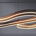 Contemporary Curved Chandelier With Spiral Metallic Structure And LED Lighting For Modern Interior