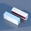 Two White Air Cooler Fans with Rectangular Design One with Red Decorative Strip And Text 3d model