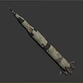 Vintage Rocket Model With Red Markings And Detailed Structural Design Elements 3d model