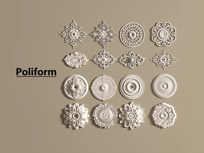 Poliform Decorative Carvings With Various Intricate Designs And Ornamental Round Shapes For Interior Decoration 3d model