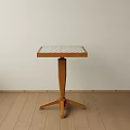 Minimalist Wooden Side Table With Geometric Patterned Top And Three Legged Base 3d model