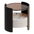 Light Luxury Modern Round Dresser With Marble Top And Soft Upholstered Storage Drawer