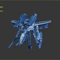 Game Movie Character Mechanical Robot Design With Blue And White Armor Detailed Weapons Structure