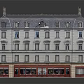 Classic Residential Building With Gray Roof White Walls Red Ground Floor Facade And Chimneys