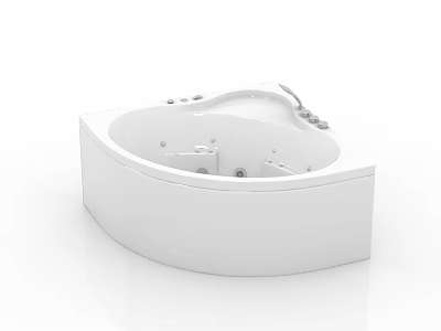 White Curved Freestanding Bathtub With Massage Jets And Modern Spa Design 3d model