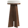 Modern Wooden Bar Stool With Tapered Legs And Upholstered Seat