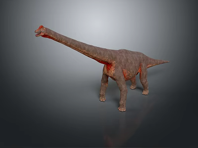 Realistic Long Neck Dinosaur 3D Model With Gray Body And Red Markings 3d model