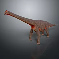 Realistic Long Neck Dinosaur 3D Model With Gray Body And Red Markings