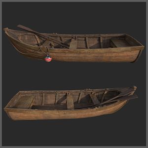 Wooden Boat Transport Wooden Boat Paddle Ship 3d model