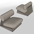 Modern Single Sofa With Wooden Frame And Comfortable Gray Upholstery Design 3d model