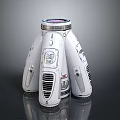 Futuristic White Mechanical Device Featuring Gray Details Multiple Support Legs Control Panels And Circular Top