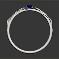 Elegant Silver Ring With Blue Gemstone And Leaf Pattern Design For Daily Use