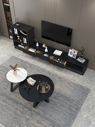 TV cabinet coffee table combination 3d model