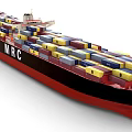 MRC Container Ship With Black Red Hull Loaded Colorful Shipping Containers
