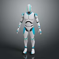 Modern Humanoid Robot Character With White And Blue Futuristic Design Features 3d model