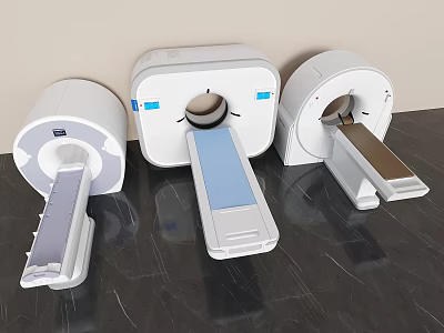 Medical Imaging Equipment With White Scanning Chambers And Examination Tables 3d model