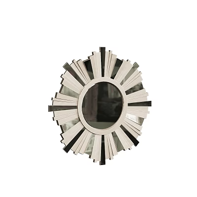 Artistic Round Mirror With Radiant Striped Frame For Modern Home Decor 3d model